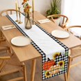 thumbnail image 3 of Thanksgiving Table Runner 48 Inches Long Farmhouse Dress Scarves, Fall Orange Black Plaid Pumpkin Sunflower Dining Tablerunner for Coffee Table/Kitchen Island/Party Décor, 13" x 48", 3 of 8