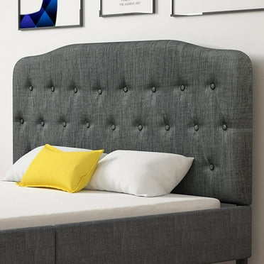 Upholstered Headboard, Button Tufted Headboard, Queen Size, Adjustable Height from 38’’ to 53’’ Platform, Easy Assembly, Modern Fabric Furniture for Bedroom, Dark Grey