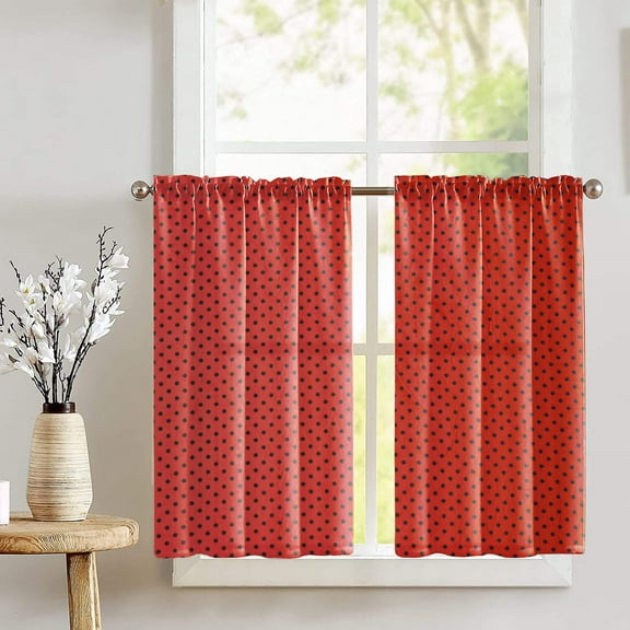 Cotton Small Dots Print Café Tier Curtains Window Treatment Kitchen Home Décor