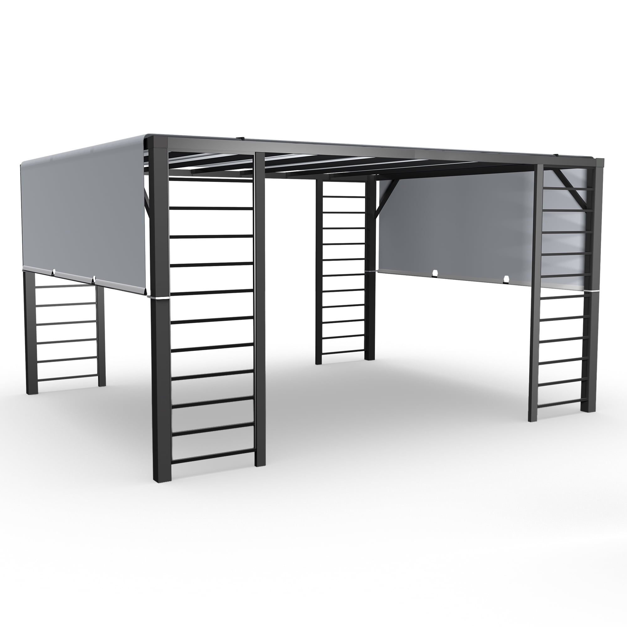 10 ft. x 12 ft. Gray Aluminum Pergola with Retractable Canopy