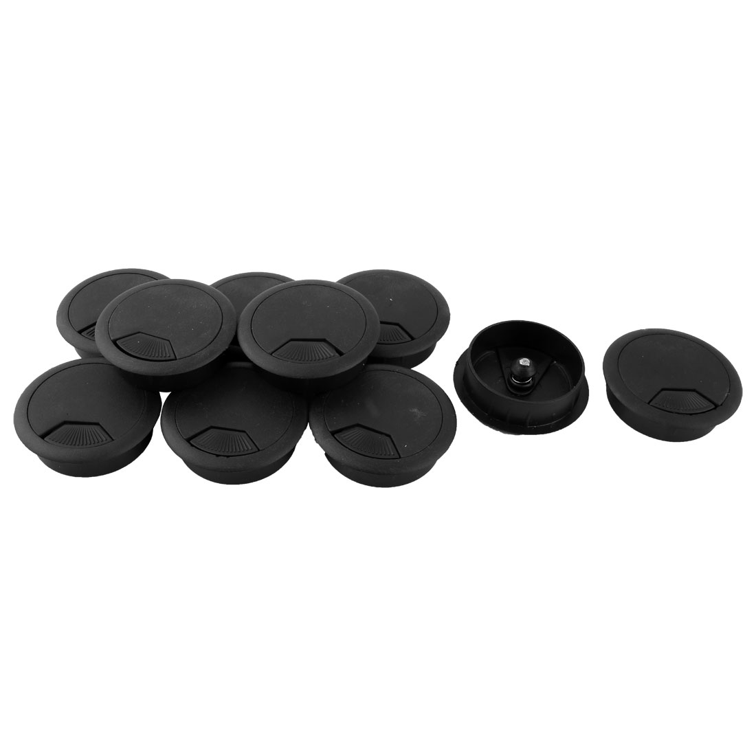 6 Cache-Câbles Plastique Noir 35mm - Pour Bureau, PC - Passe-fils Organisation