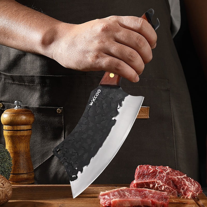 4PCS Handmade Utility Knife Stainless Steel Santoku Knife Forged Knife Multipurpose Knife Sharp Chef Knife Unique Knives for Cooking Kitchen Must Haves Fruit Fish Meat Cleaver Boning Knife Barbecue