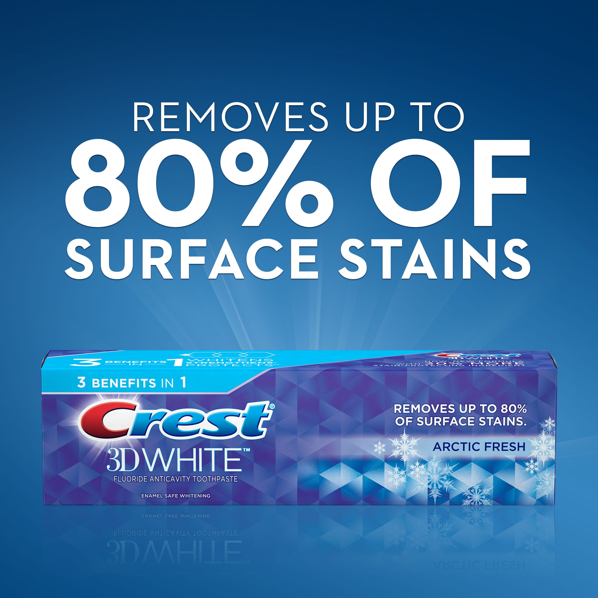 Crest 3D White Whitening Toothpaste, Arctic Fresh, Icy Cool Mint Flavor, 4.8 oz, Pack of 3 - image 3 of 8
