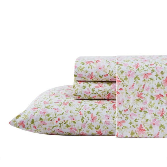 Norella 4-Piece Pink Cotton Queen Sheet Set