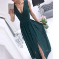 thumbnail image 3 of Bigersell Sleeveless Dress Women's Fashion Casual Loose Sleeveless Solid V-Neck Floor-Length Dress Women T-Shirt Dress Style 9305, Female Knee Length Dresses Green S, 3 of 9