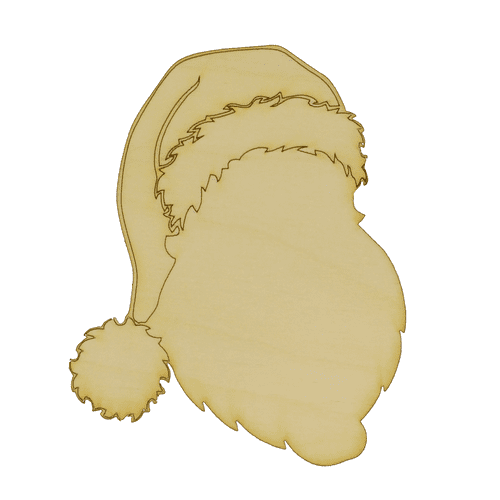 Package of 1, Large 10" x 12" x 0.25" Baltic Birch Plywood Detailed Santa Head with Hat Wood Cutout for Art and Craft Project, Made in USA