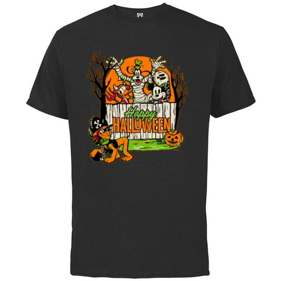 Disney 100 Mickey Donald Goofy & Pluto Happy Halloween D100 - Short Sleeve Cotton T-Shirt for Adults - Customized-Black
