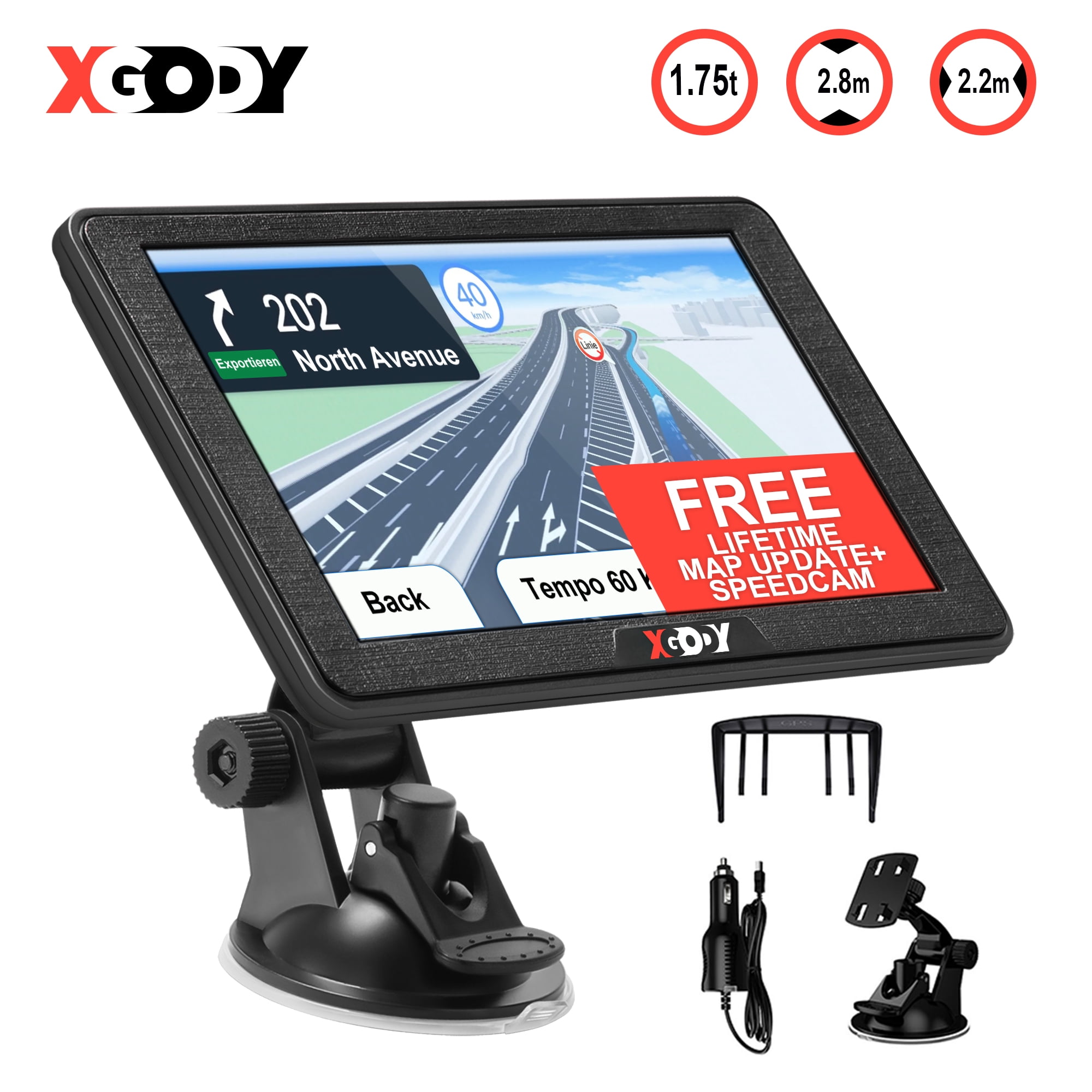 Oversætte Ride Vænne sig til XGODY 8GB+256MB 7 inch GPS Navigation for Car Truck FM POI + 2D/3D Maps +  Sunshade Car GPS Navigator - Walmart.com
