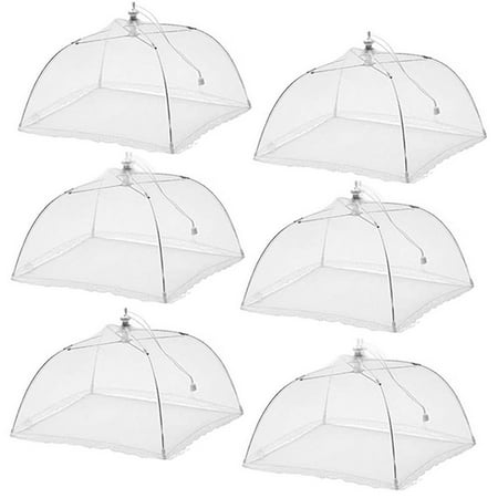 (6 Pack)Esfun Large Pop-Up Mesh Screen Food Cover Tent Umbrella, 17 inch, Reusable and Collapsible Outdoor Picnic Food Covers Mesh, Food Cover Net Keep Out Flies, Bugs,
