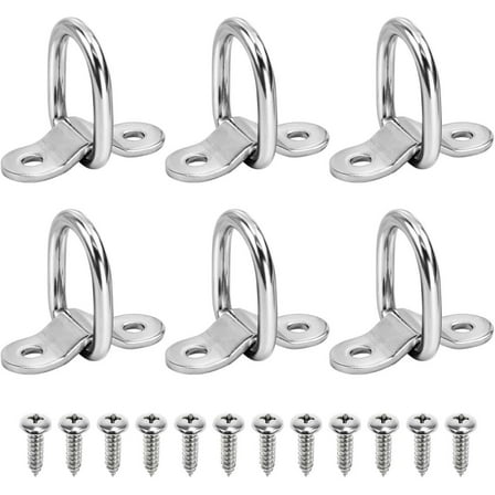 CSYANXING D Ring Cargo Tie Downs 6 Pack Stainless Steel Anchors for Trailer Truck Van Boat Kayak Motorcycle ATV 120Kg Load w Screws