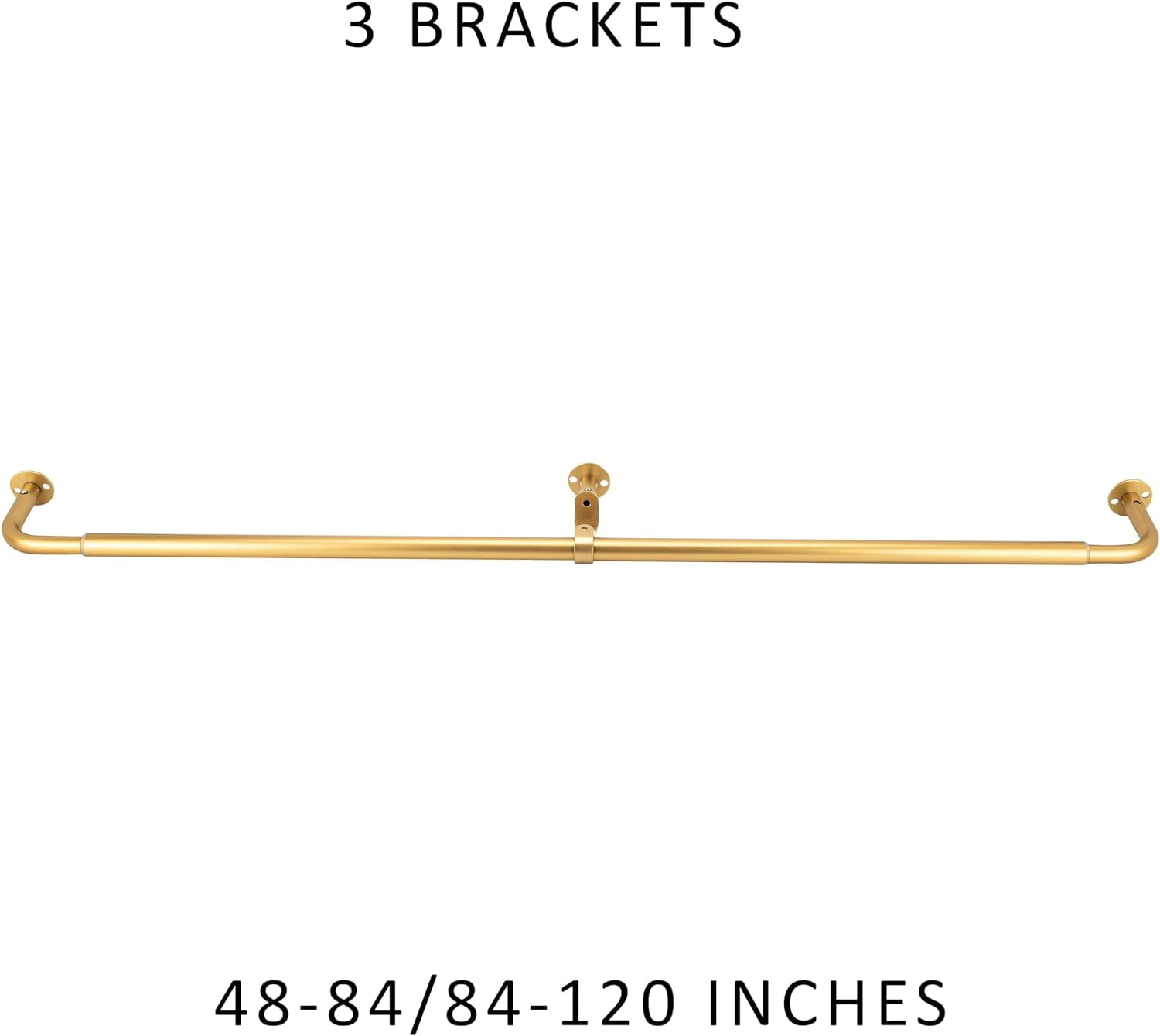 eTeckram Energy Saving Wrap Around Blackout Return Adjustable Window Curtain Metal Rod Set, 5/8 inch Diameter,84"-120",Gold