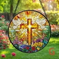 thumbnail image 6 of Flower Suncatcher Faux Stained Glass Window Hanging - Christ Wall Art with Bible Verse, Religious Home Decor Gift for Holidays & Special Occasions, 6 of 6