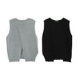 thumbnail image 4 of Spring Autumn Women Knitted Vest Portable Washable Replacement Washable Solid Color Stylish Fashionable Thermal Girls Sleeveless Sweater Clothes Grey L, 4 of 9