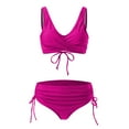 thumbnail image 5 of Womens Swimsuits Lace Up Hollow Out Solid Color Sexy High Waist Bikinis Set Swimsuit, 5 of 6