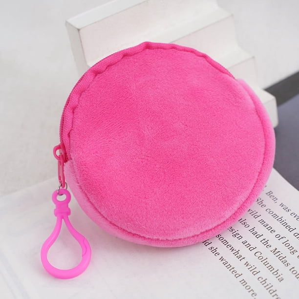 Monedero redondo de peluche de color caramelo, llavero, billetera bonita, tarjetero para mujer, monedero sencillo