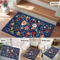 thumbnail image 5 of Bathroom Rugs 2x3 Ft, Navy Blue Flowers Non Slip Area Rugs for Kitchen Bedroom Entryway, Spring Vintage Floral Leaves Farmhouse Washable Carpet Runner Rug Floor Mats for Bedroom Home Decor, 5 of 8