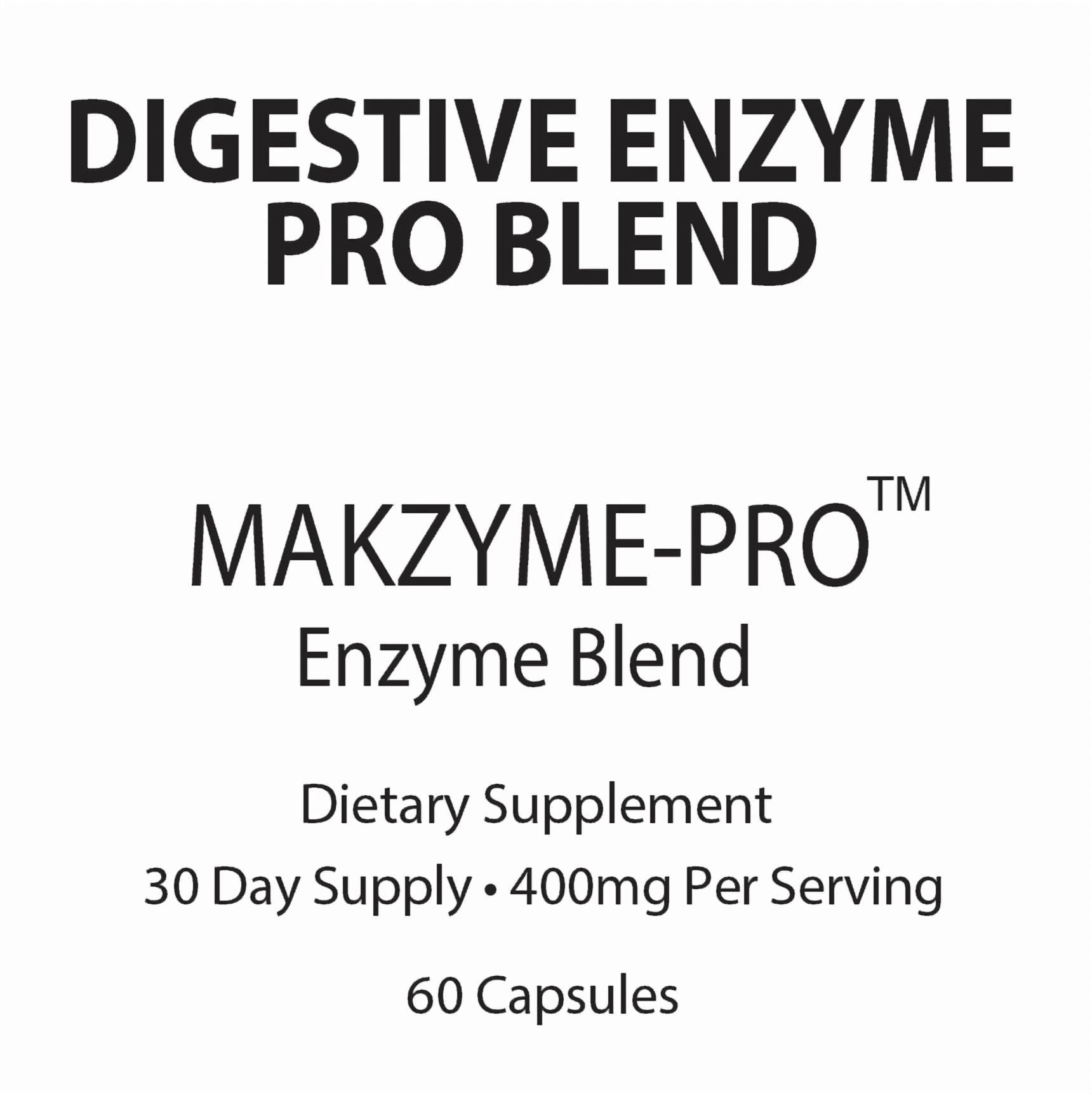 Digestive Enzyme Pro Blend with Makzyme-Pro – Bromelain, Papain, Lactase, Lipase & Probiotics – Supports Healthy Digestion & Nutrient Absorption – 60 Veggie Capsules