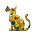thumbnail image 2 of Sunflower Cat Acrylic Sun Catcher for Windows, 3D Rainbow Light Reflector with Suction Cup, Cute Home or Car Decor Gift for Cat Lovers, 2 of 6