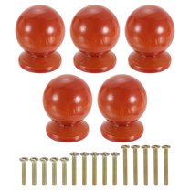 Uxcell 5 Pack Round Wood Drawer Knob, 1.14" x 1.38" Round Cabinet Knobs Ball Shape Wooden Knobs with Screws for Furniture Drawer Dresser Wardrobe Cupboard, Brown