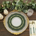 thumbnail image 2 of Efavormart 10 Pack | 10" Hunter Emerald Green / White Plastic Party Plates With Round Blossom Design, Disposable Dinner Plates With Gold Rim, 2 of 11