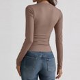 thumbnail image 6 of Nestiefly Long Sleeve Shirts for Women Fall Fashion V Neck Crop Tops Soft Stretchy Thermal Base Layer Undershirt Light Brown L, 6 of 6