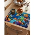 thumbnail image 6 of Ocean Fish Coral Seaweed Cartoon Style Placemats Set of 4,Wipeable Washable Table Mats for Dining Tables,Blue Underwater World Place Mats for Kitchen Event Party Tabletop Decor, 6 of 7