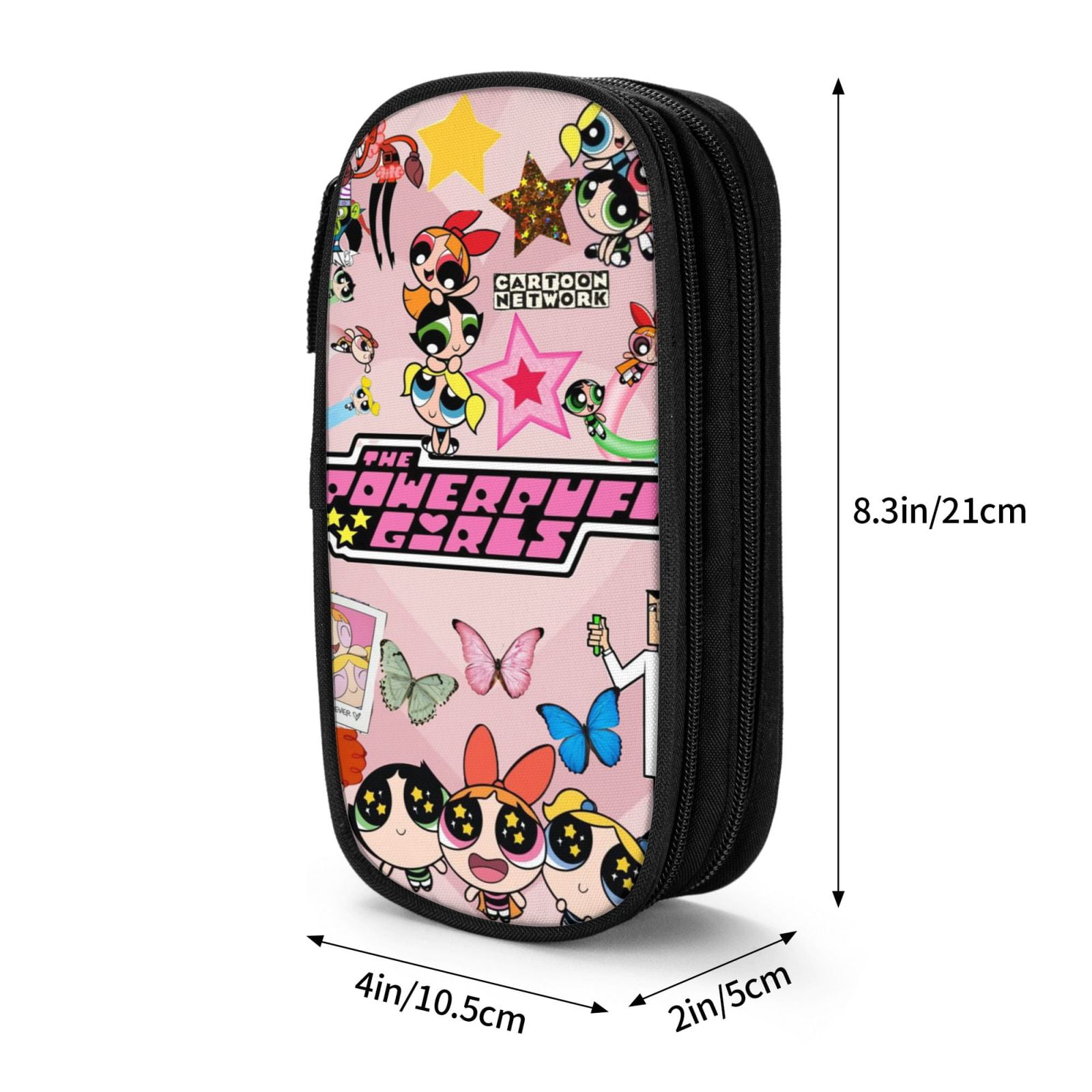 The Powerpuff Gi-rls Pencil Case Large Capacity Pencil Pouch Penbag Office Stationery Organizer Travel Makeup Bag Black
