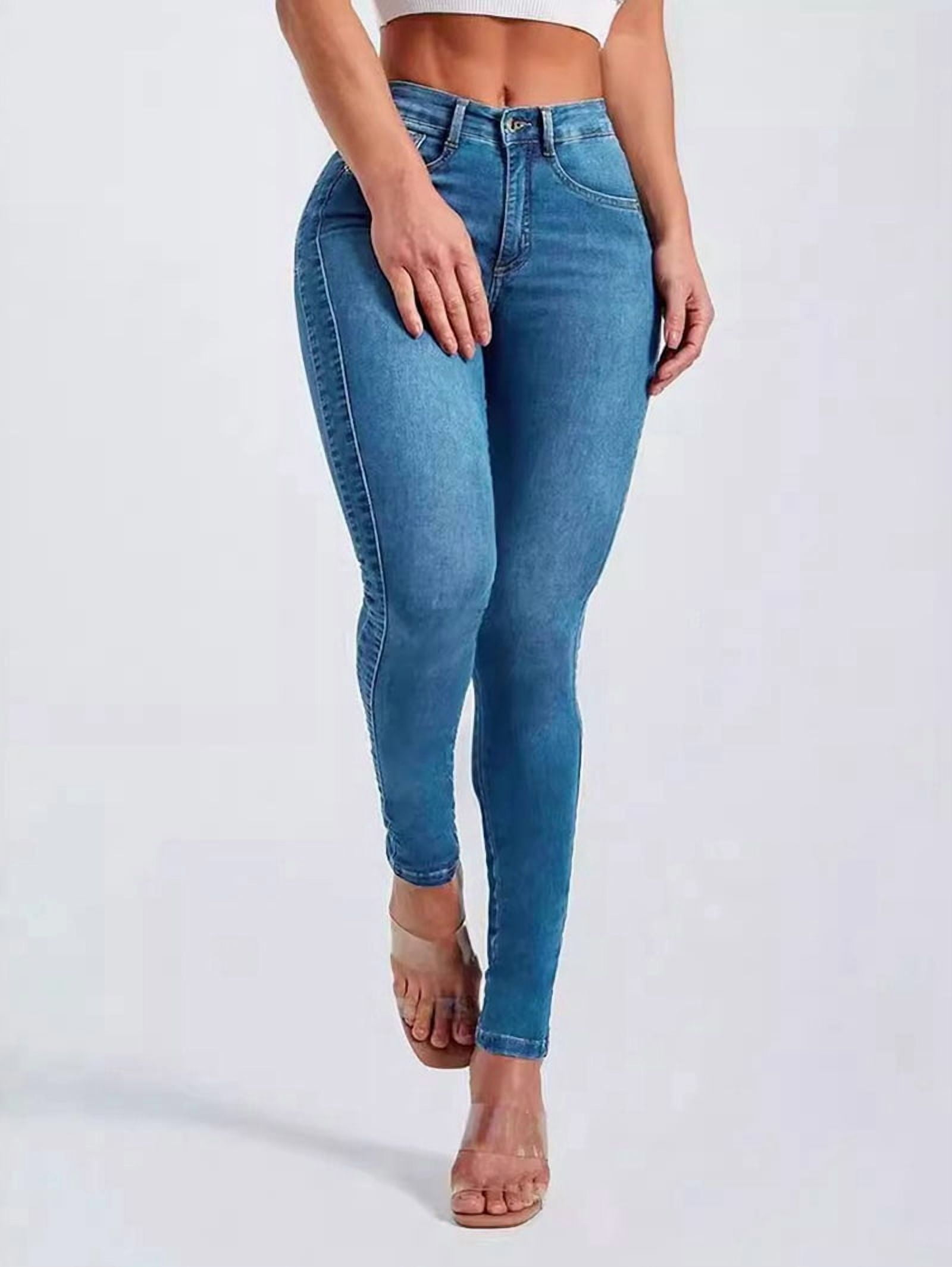 Women High Waist, Stretchy Jeans Slim Fit Leg Pull on Jean with