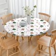 thumbnail image 3 of White Christmas Gingerbread Man Pattern Round Fitted Tablecloth with Elastic Edge,Dining Table Cover Waterproof,Outdoor Round Tablecloth for Camping,Dining,Indoor and Outdoor, 3 of 7
