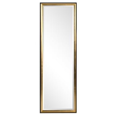 Tyler Dillon Cagney Goldtone Tall Wall Mirror with Black Wooden Frame