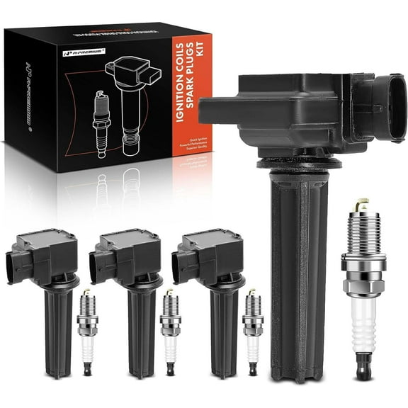 A-Premium Set of 4 Ignition Coil Pack and Iridium Spark Plugs Compatible with Saab 9-3 2004-2011, 9-3X 93X 2010-2011, 2.0L, Replace# H6T60271, NGK5344
