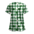 thumbnail image 5 of GEWSEY St Patricks Day Scrub Tops for Women Short Sleeve V Neck Scrubs Lucky Shamrock Print Plus Size Medical Uniform Shirts (Light Gray, S), 5 of 8