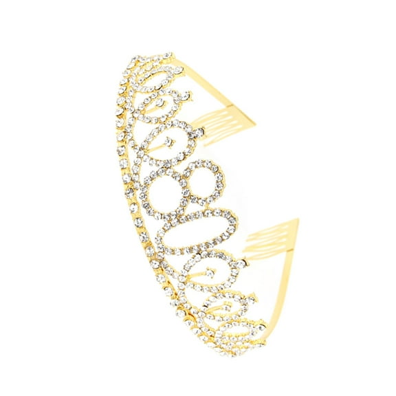 MLINS Golden Rhinestone Crown with Alloy Insertion Comb for Decoration Suitable for Different Age Groups 80th Birthday