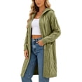 thumbnail image 3 of Naotn Hooded Cardigan for Women Fashion Casual Solid Color Cable‑Knit Open‑Front Long Sleeve Sweater Tops, 3 of 8