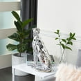 thumbnail image 2 of 7" x 16" Silver Polystone Leopard Sculpture, by DecMode, 2 of 8