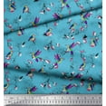 thumbnail image 2 of Soimoi Blue Cotton Poplin Fabric Cage & Humming Bird Print Fabric by the Yard 42 Inch Wide, 2 of 3