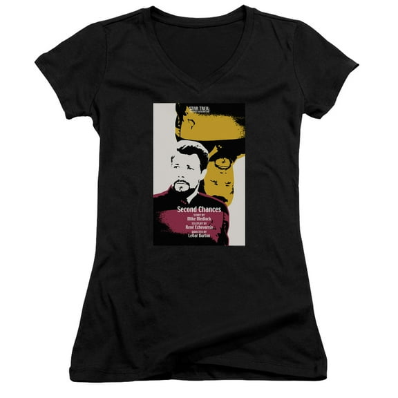 Star Trek Tng Season 6 Episode 24 Junior Women's V-Neck T-Shirt Black
