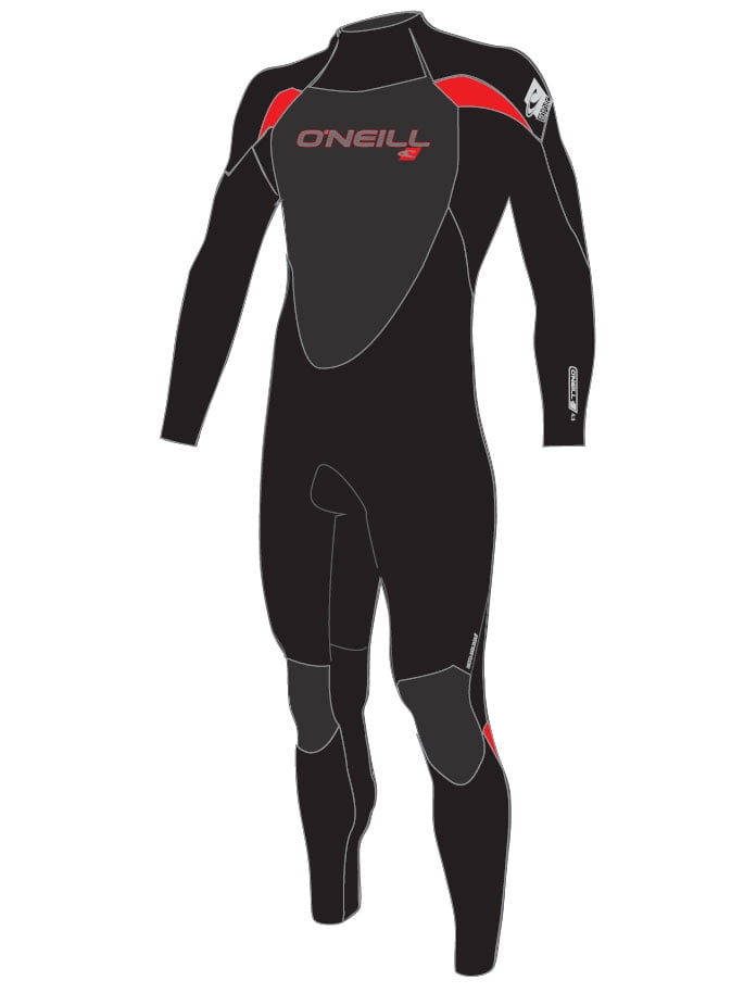 New Red Black Back Zip Wetsuit 3mm Neoprene Full Body Rear Zipper Surf Scuba 