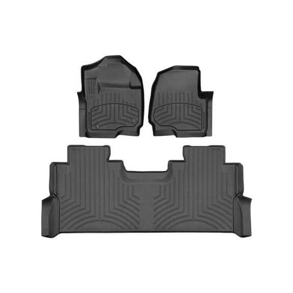 WeatherTech FloorLiner HP Custom Fit Floor Mats compatible with 2017-2019 Ford Super Duty - 1st & 2nd Row, Black