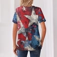 thumbnail image 3 of Iaqnaocc 4th Of July Tops for Women Trendy Summer Button Up V-Neck Vintage T Shirt Patriotic American Flag Stars Festival Short Sleeve T Shirts for Women Wine XL, 3 of 3