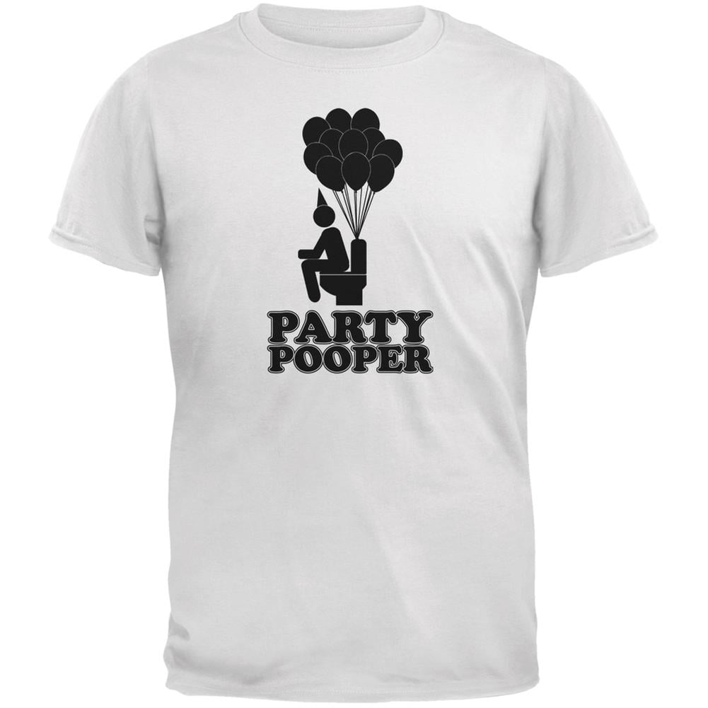 Funny Party Pooper White Adult T-Shirt 