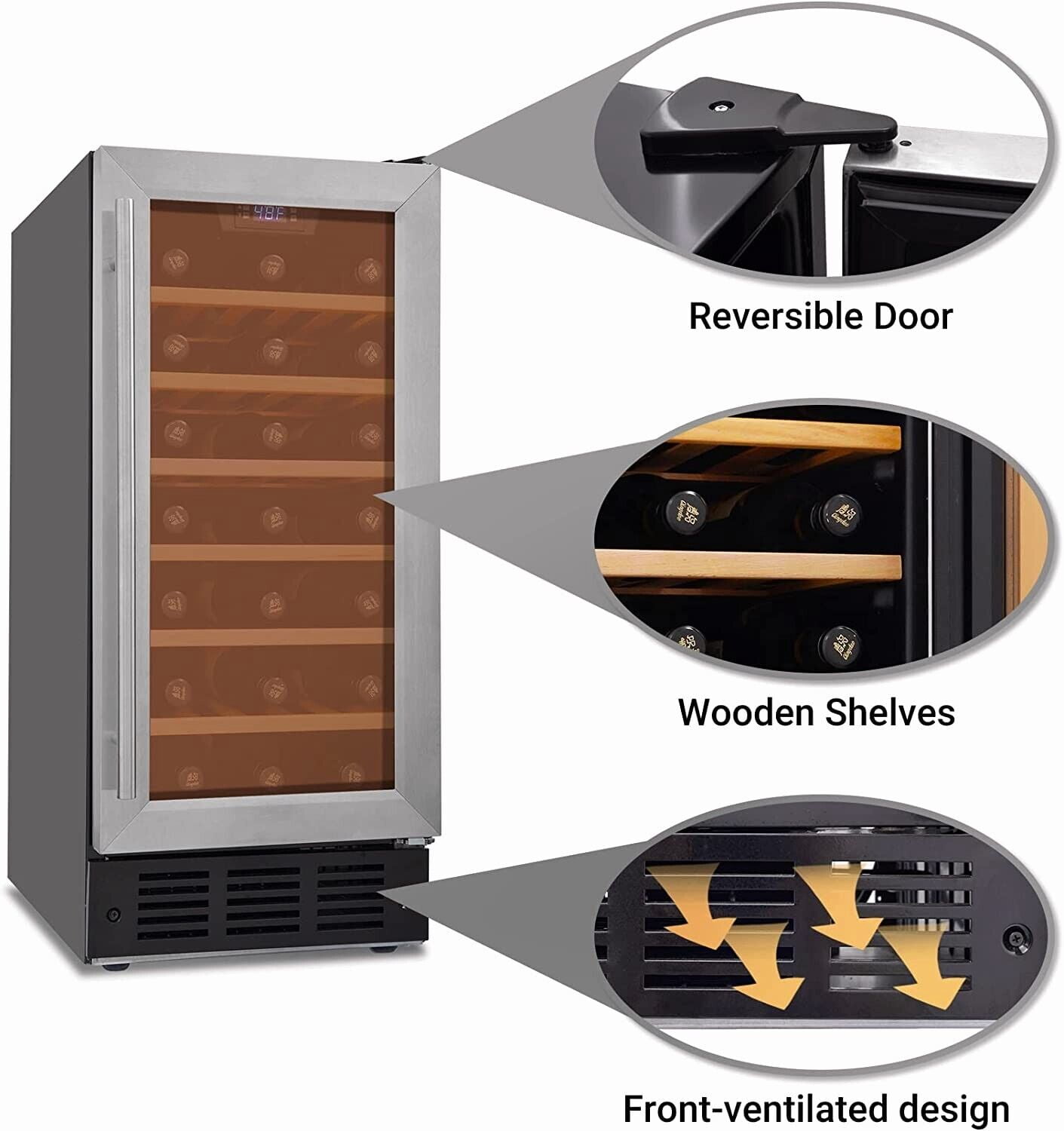 Smad Wine Fridge 31 Bottle With Digital Temperature Control & Stainless Steel