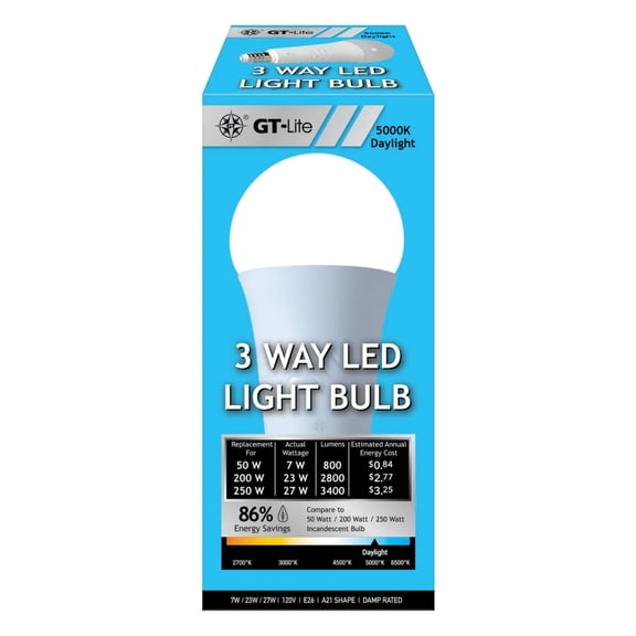 3400 Lumen LED A21 3-Way Bulb, 50/200/250-Watt Equivalent E26 Soft White