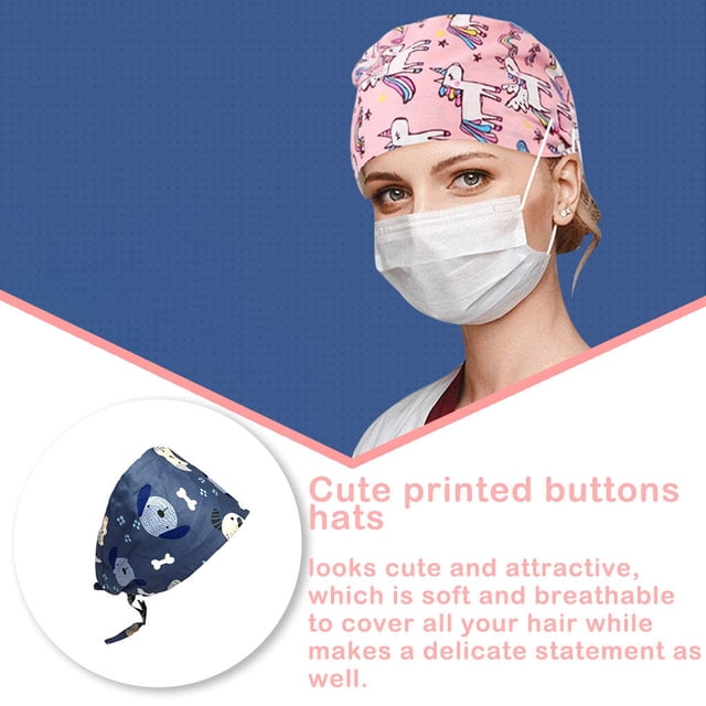 VONKY Gourd Caps Nurse Durability Pure Color Button Professional Assorted Colors Tie Back Work Uniform Operating Hats L07