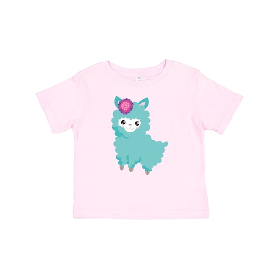 Inktastic Blue Llama, Cute Llama, Alpaca, Flowers Girls Baby T-Shirt