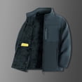thumbnail image 2 of LNWUY (M-5XL) Men Big and Tall Stand Collar Pola-Fleece Jacket Solid Color Casual Long Sleeve Spliced Zipper Pocket Warm Outdoor Coat Blue XXXXL, 2 of 5