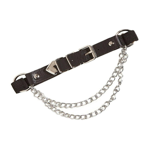 moda mujer señora JK Lolita gótico cuero sintético pierna liguero con cadena muslo anillos Correa Cosplay