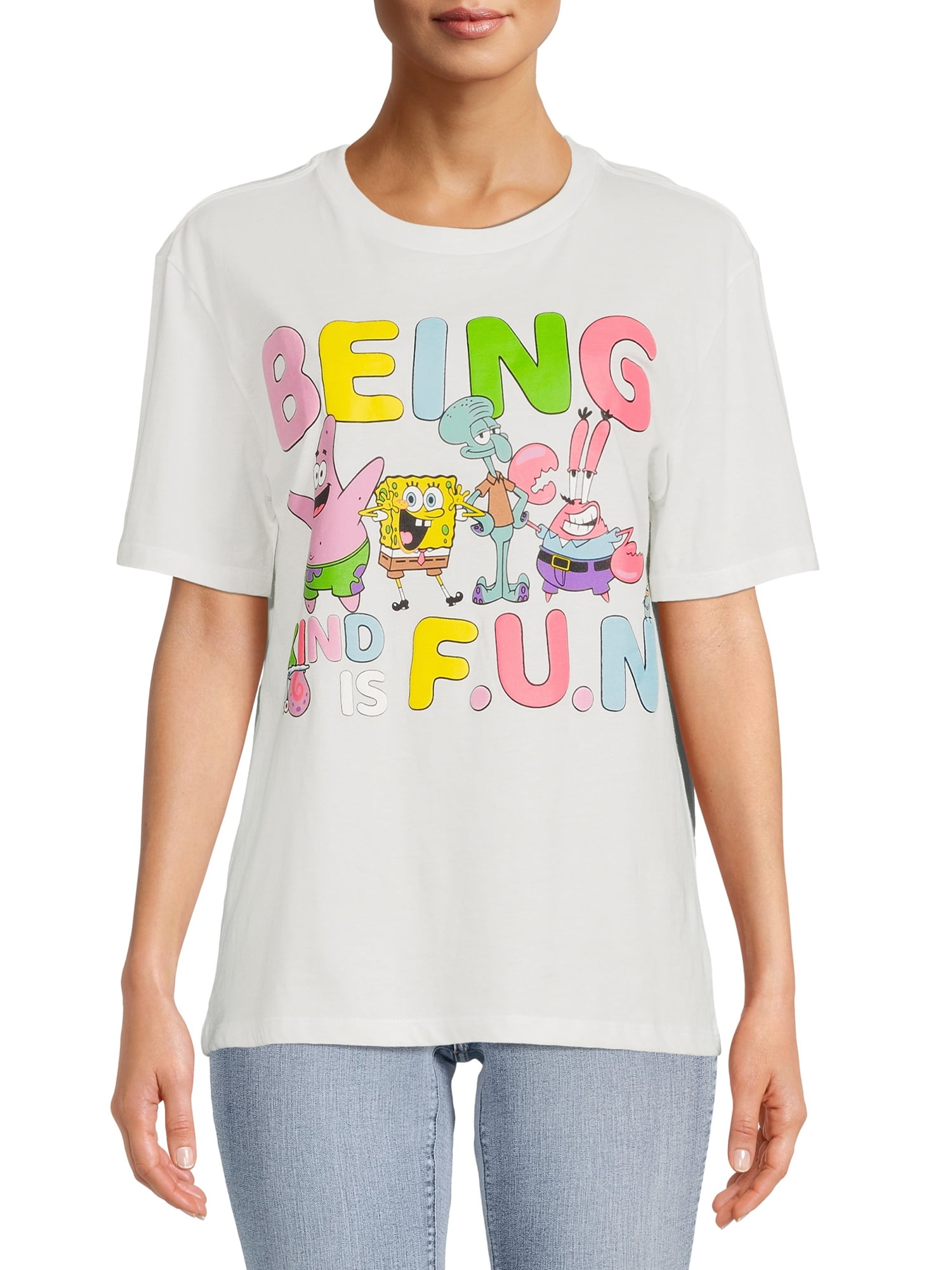 SpongeBob SquarePants Women's Puff Ink Graphic Tee with Short Sleeves