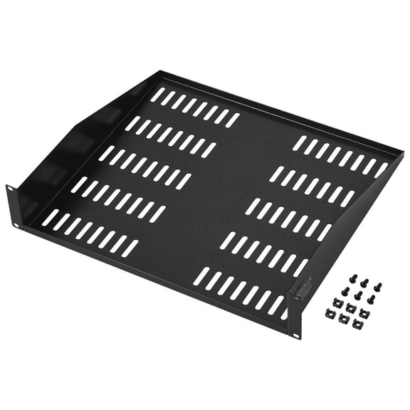 KFFKFF 2U Cantilever Server Shelf, 406mm Deep, Supports up to 22.68kg, Ventilated Design for Enhanced Cooling, Suitable for 19"/482.6mm Data Cabinets