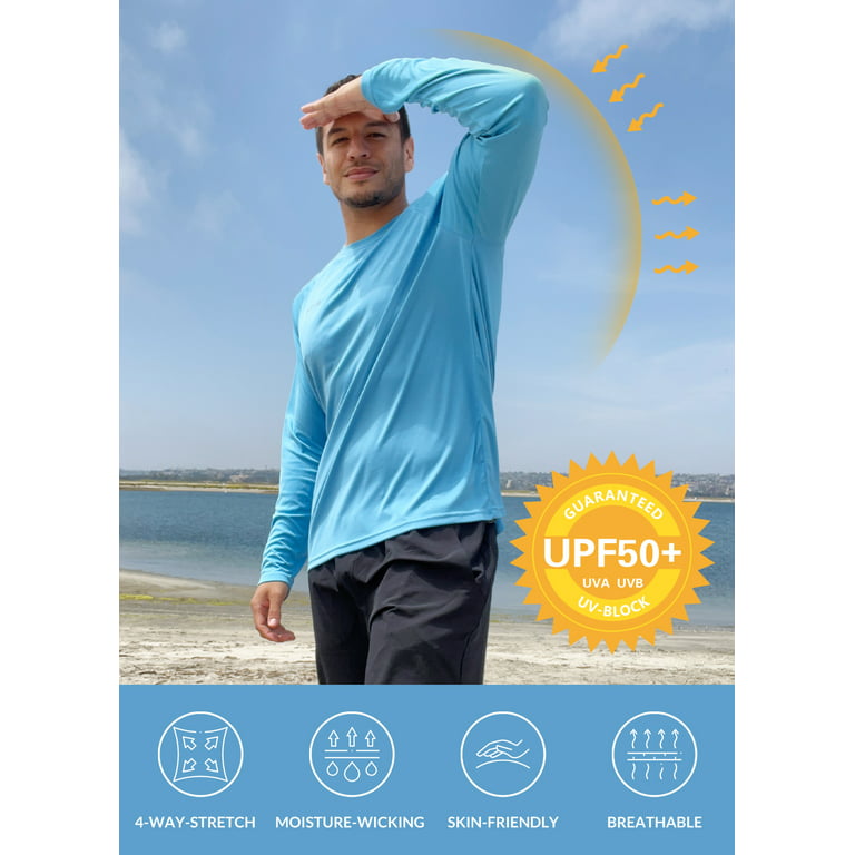 BALEAF Mens Shirts Long Sleeve Sun Protection T-Shirt UV SPF UPF 50+ Quick  Dry Lightweight Fishing Shirts Gray Size L